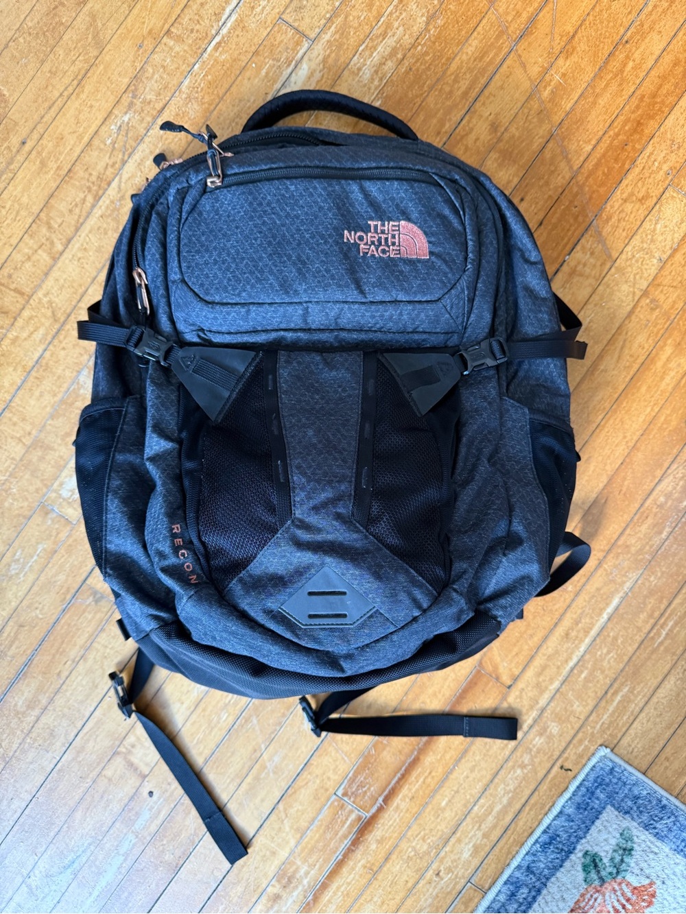 North Face Gray and Rose Gold Recon Backpack